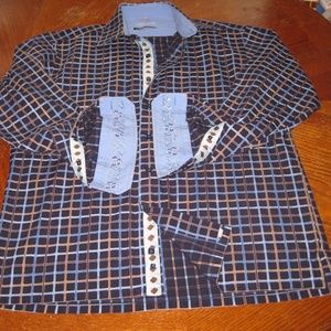 Visconti Uomo 2 Ply Flip Cuff Shirt Embroidered M